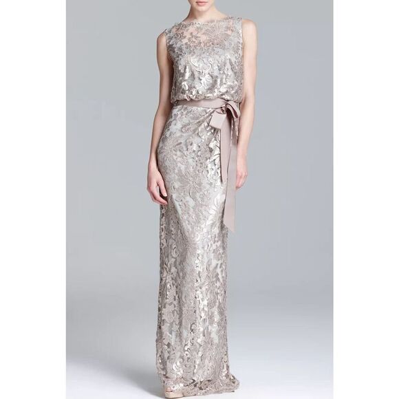 Tadashi Shoji Embroidered Sequin Lace Blouson Gown 6 - Picture 1 of 14